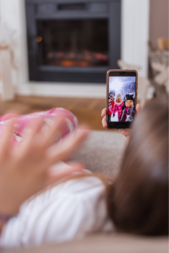 Woman on video call for open adoption communication