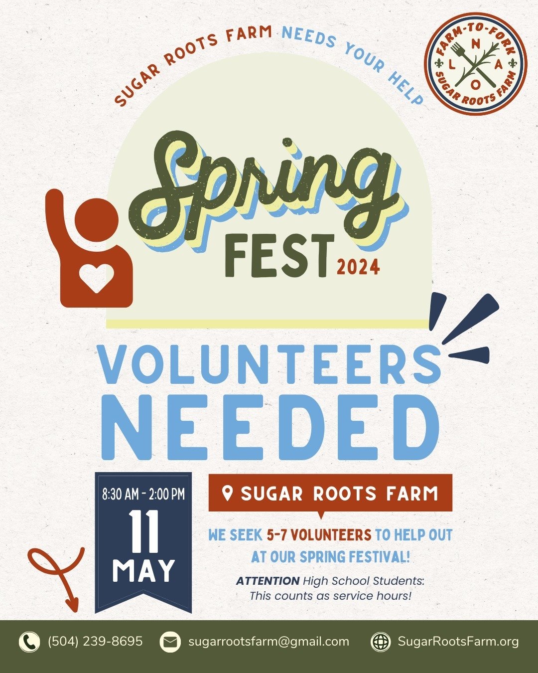 Volunteer Opportunity! We seek 5-7 volunteers to help out at our Spring Festival on Saturday, May 11th, from 8:30 a.m. to 2 p.m.
Get your perks! This includes FREE honey and fresh farm eggs for all volunteers.
(Attention High Schoolers: this counts a