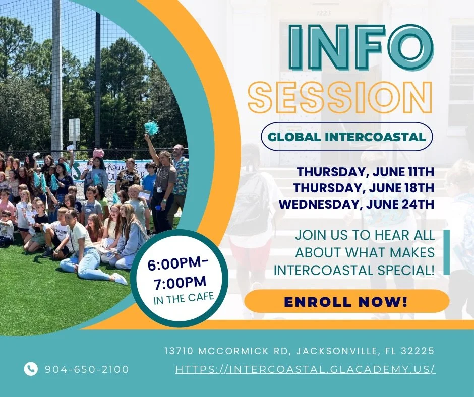 We&rsquo;re excited to invite you to our upcoming Information Sessions at Global Intercoastal!

Join us as our principal shares details about our K-8 school and the 2026&ndash;2027 school year, followed by a guided tour of our campus.

📅 Thursday, J