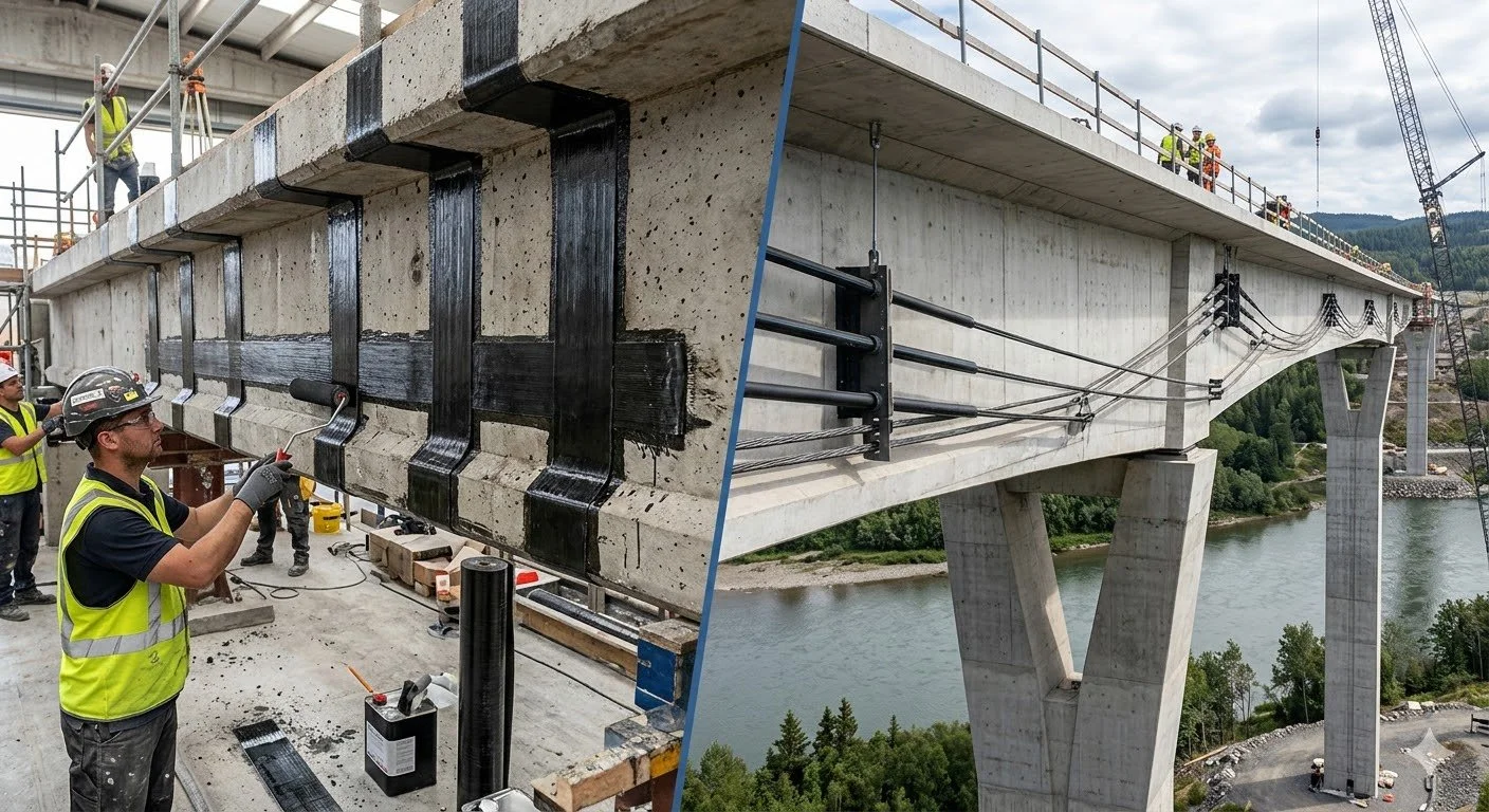 Fibras de Carbono vs. Protensão Externa: A Engenharia Consultiva na Decisão de Reforço Estrutural