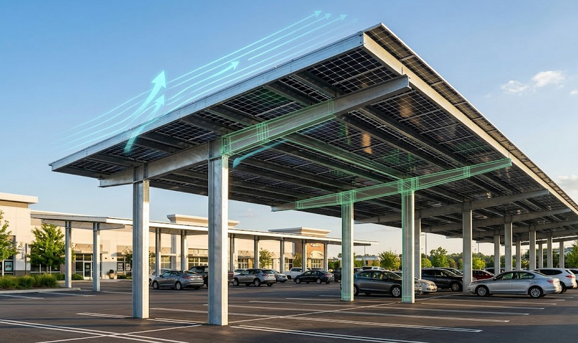 Carports Solares em Grandes Superfícies: A Engenharia Consultiva na Otimização e Proteção do Ativo
