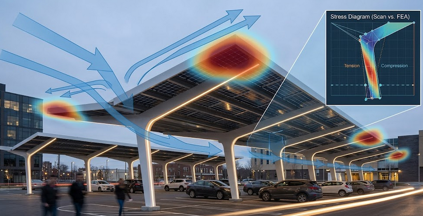 A Aerodinâmica das Coberturas Fotovoltaicas: Modelagem de Sucção (Uplift) em Grandes Vãos