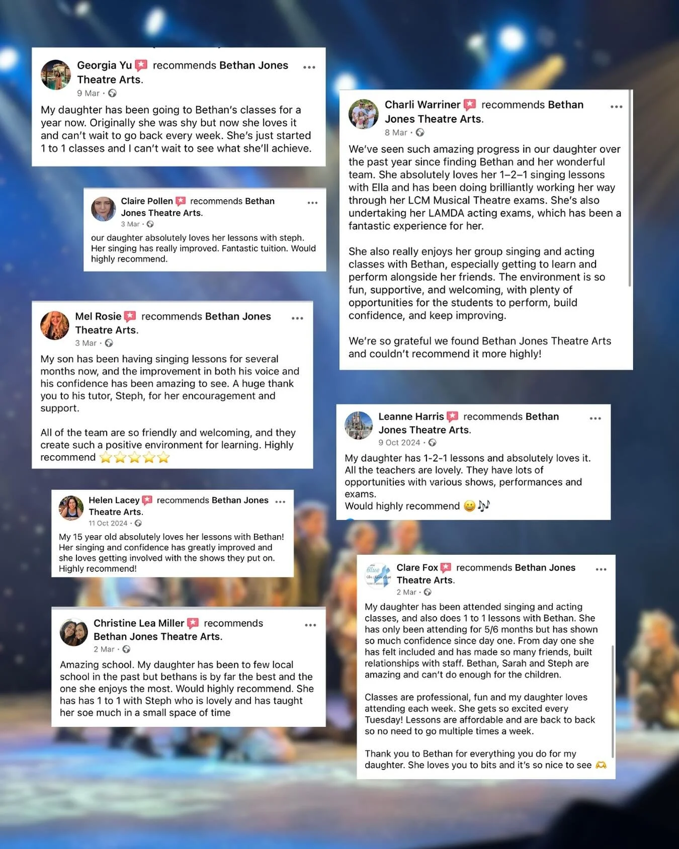 Looking for a place where your child can shine on stage? We offer musical theatre, singing, acting and dance classes- everything your child needs to explore their passion for the performing arts! 

Check out our reviews below to see why parents love 