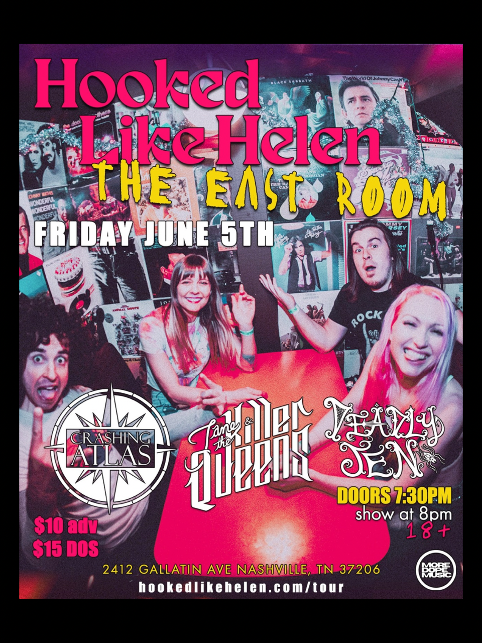 Hooked Like Helen with Crashing Atlas + Jane and the Killer Queens + Deadly Jen at The East Room (Nashville, TN)