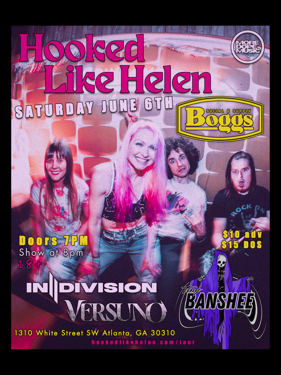 Hooked Like Helen with In Division + Tiny Banshee + Versuno at Boggs Social & Supply (Atlanta, GA)