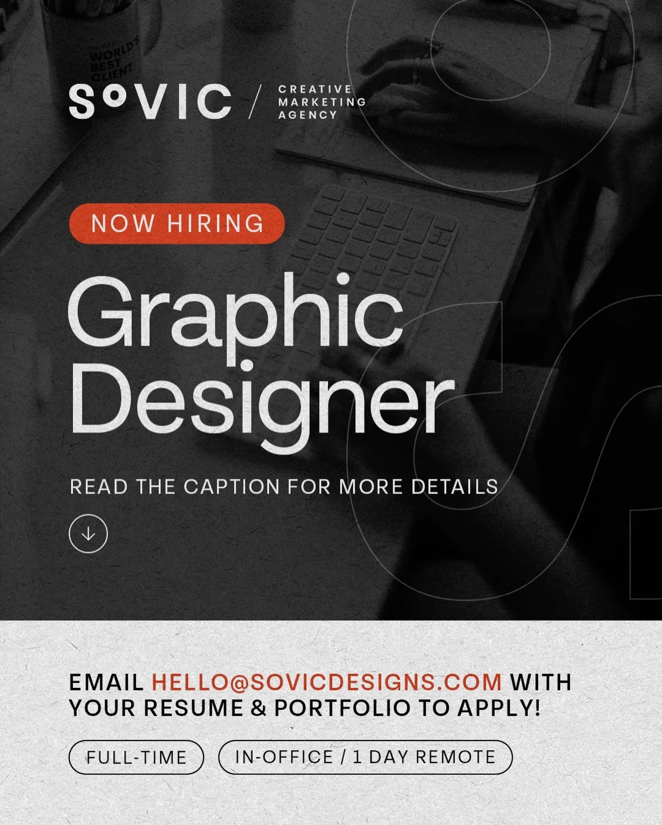 We&rsquo;re hiring!

Our team is growing, and we&rsquo;re looking for a Graphic Designer to join us. This role is ideal for a creative who thrives in a fast-paced agency environment and is passionate about branding, social media, and content creation