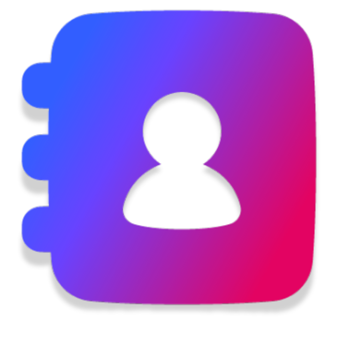Instagram profile icon with a gradient background transitioning from blue to pink, featuring a black silhouette of a person.