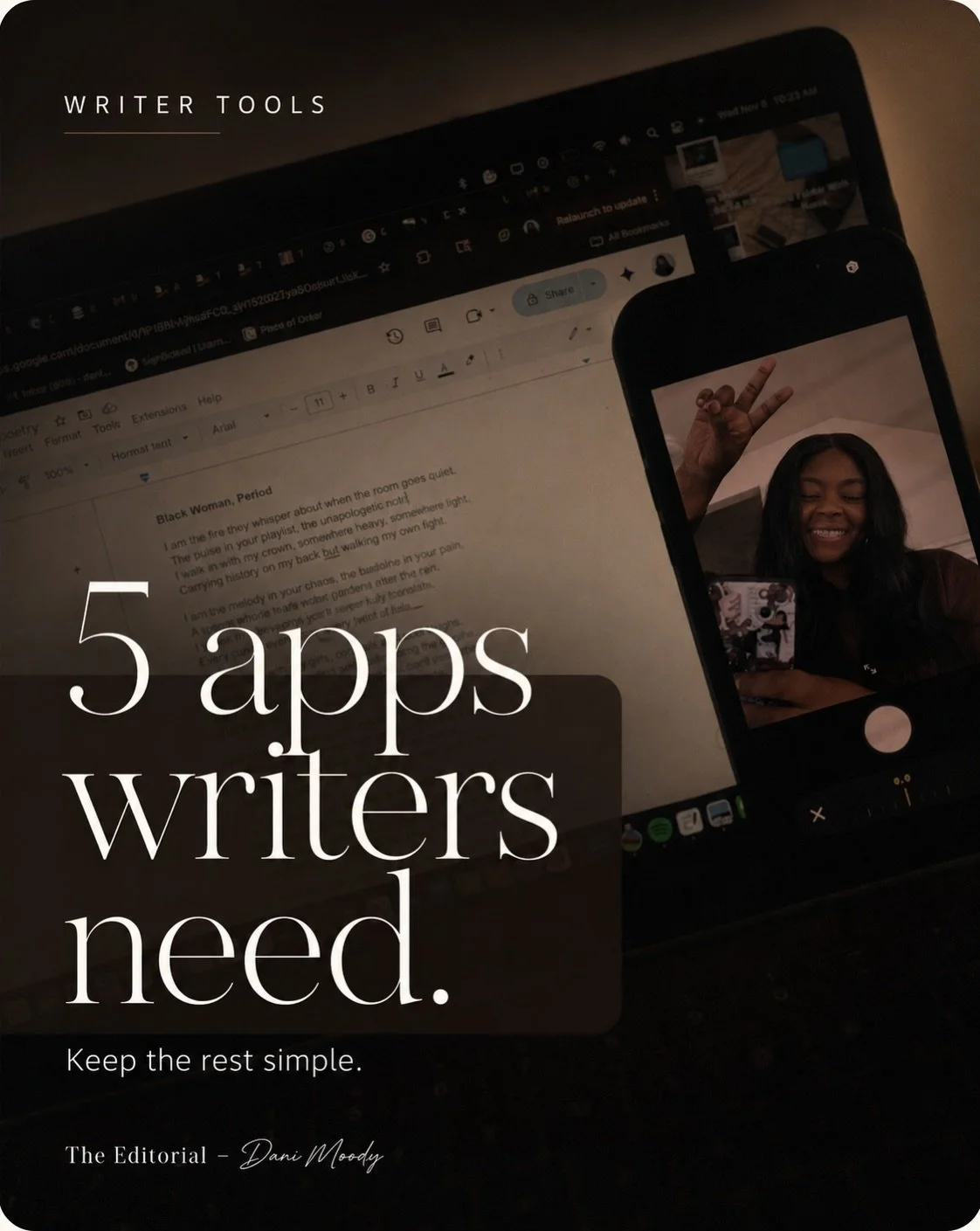 Your writing life does not need to be complicated. You just need a few tools that help you organize the ideas, draft the work, clean it up, design the content, and share it again. Save this for your next writing day. The Editorial &mdash; Dani Moody 