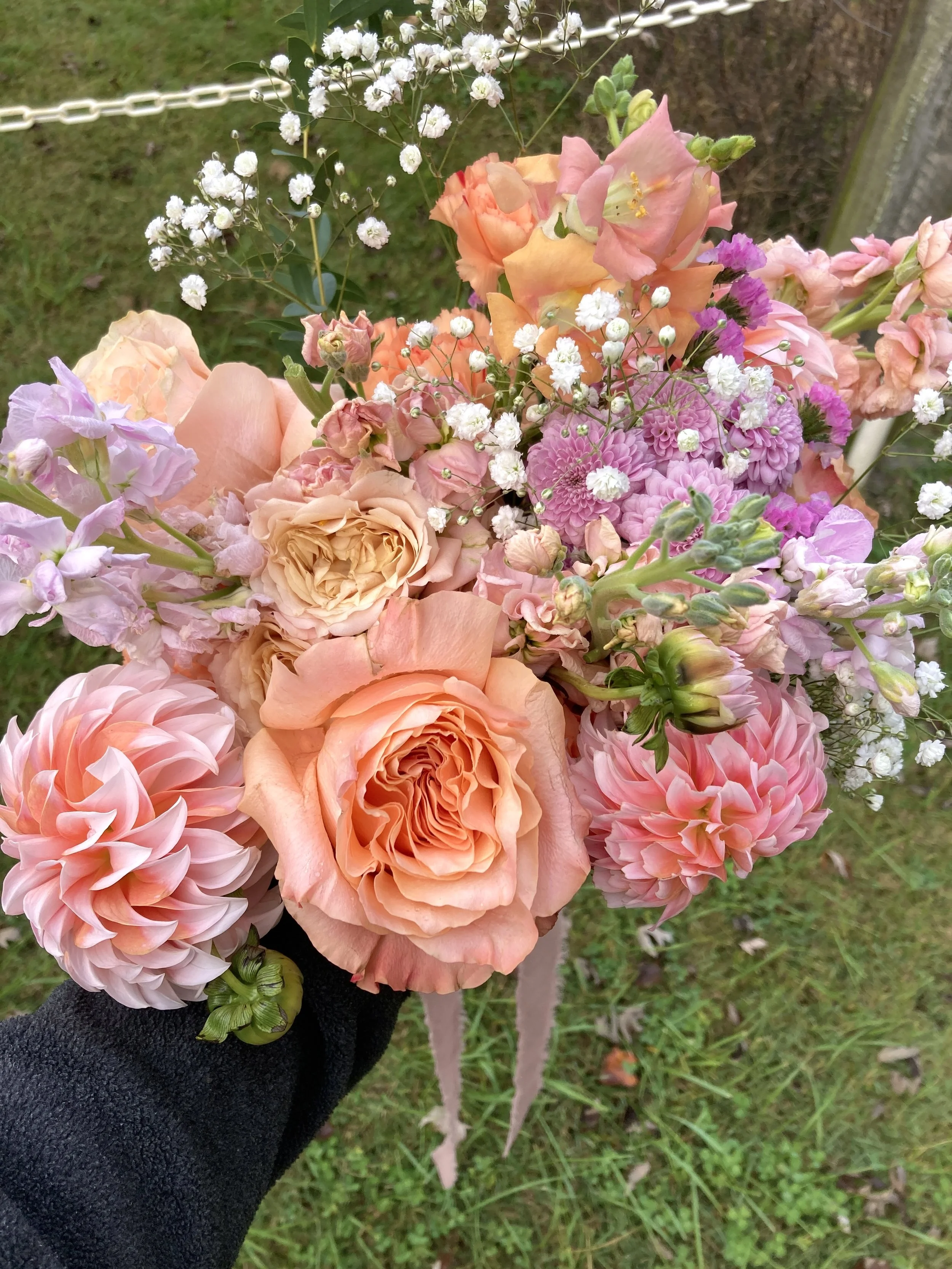 Peach and Lilac Bridal Bouquet