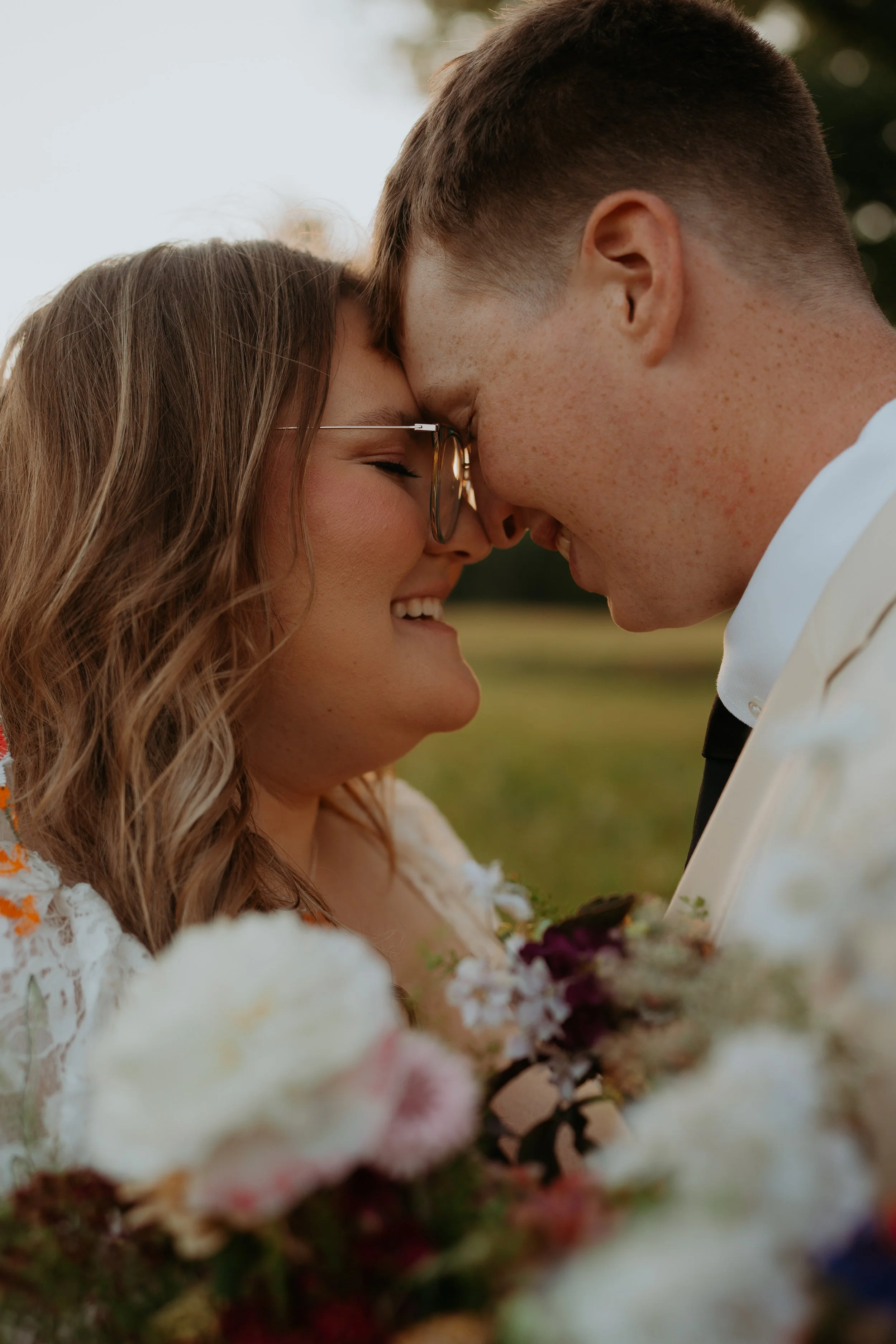 Blue Ridge Parkway elopement wedding with wildflower bouquet