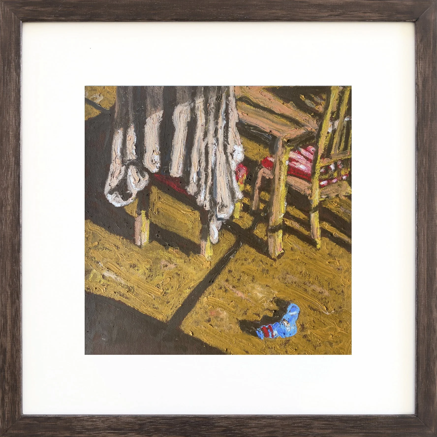 Blue Sock & Bath Towel | 2023
Oil Pastel on 340gsm watercolour paper
Image: 20x20cm, Frame: 35x35cm
$320 AUD (Framed)
Enquire to purchase
