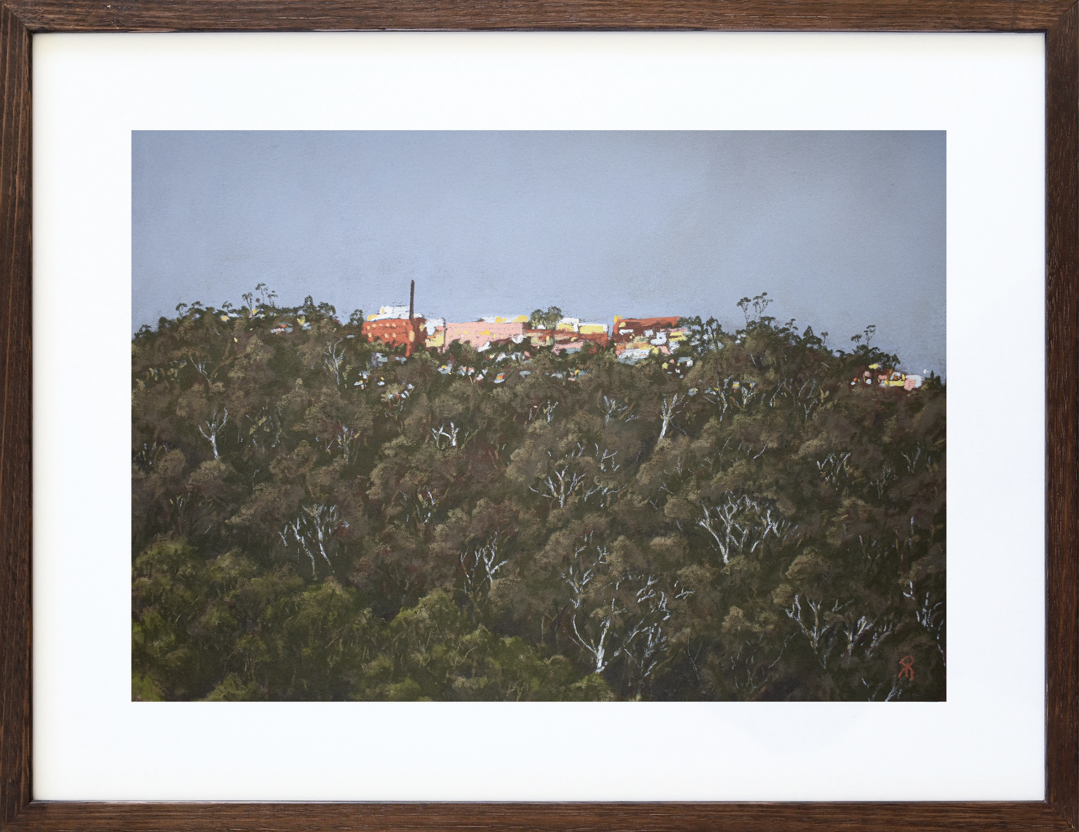 Ridgeline Glow, 2024
Soft Pastel on 340gsm watercolour paper
Image: 34x47cm, Frame: 49x62cm
(sold)