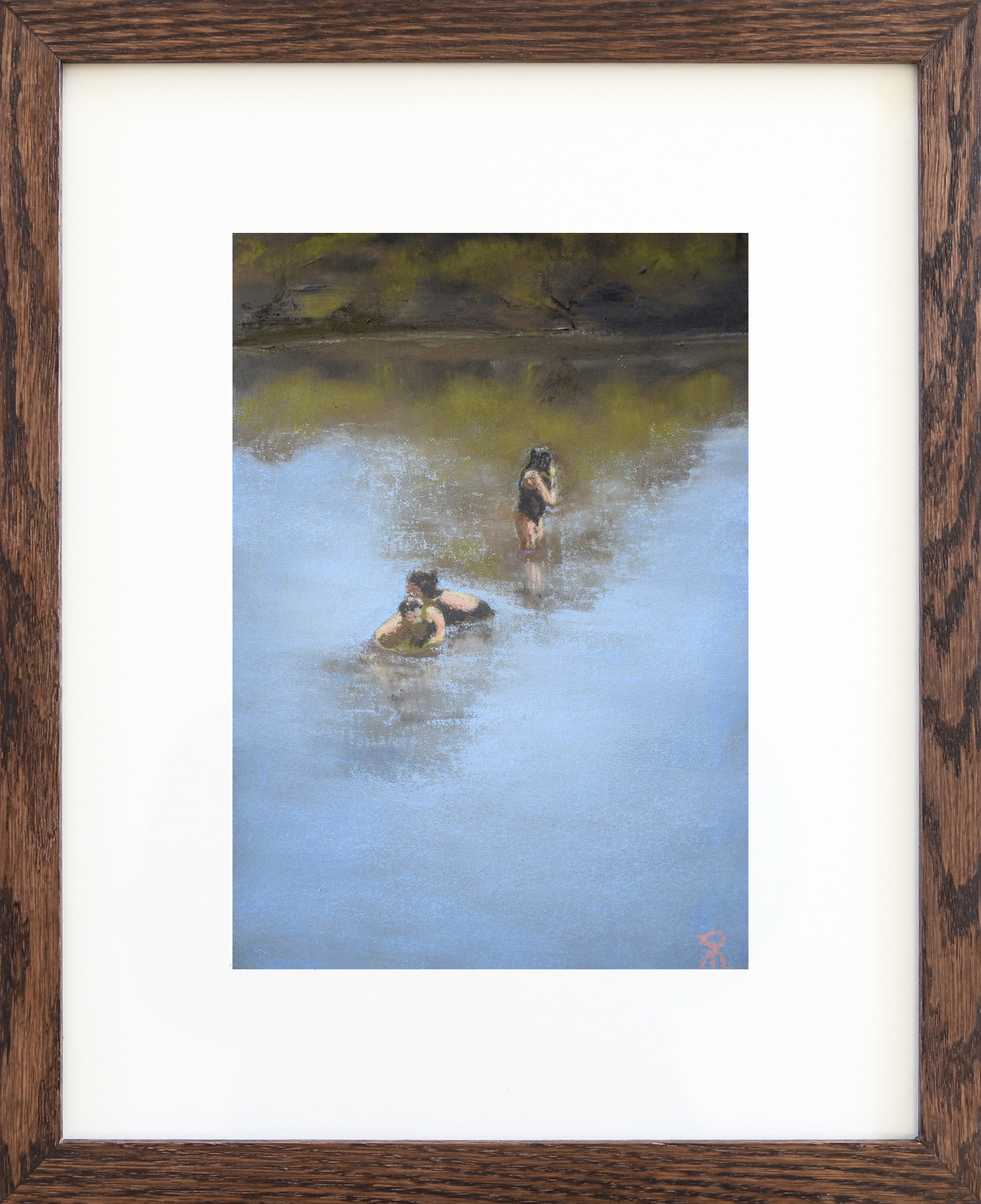 Bathers in the Shallows, 2024
Soft Pastel on 340gsm watercolour paper
Image: 24x17cm, Frame: 39x32cm
(sold)