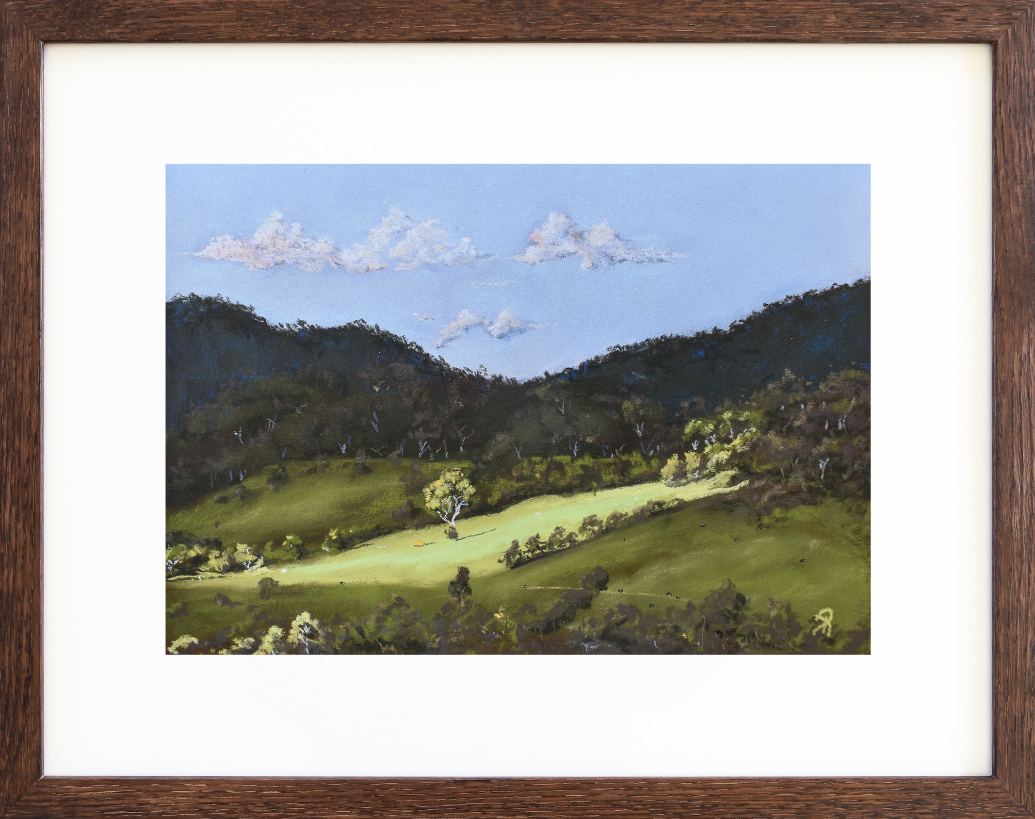 Cloud Over Green Pasture, 2024
Soft Pastel on 340gsm watercolour paper
Image: 24x34cm, Frame: 39x49cm
(sold)