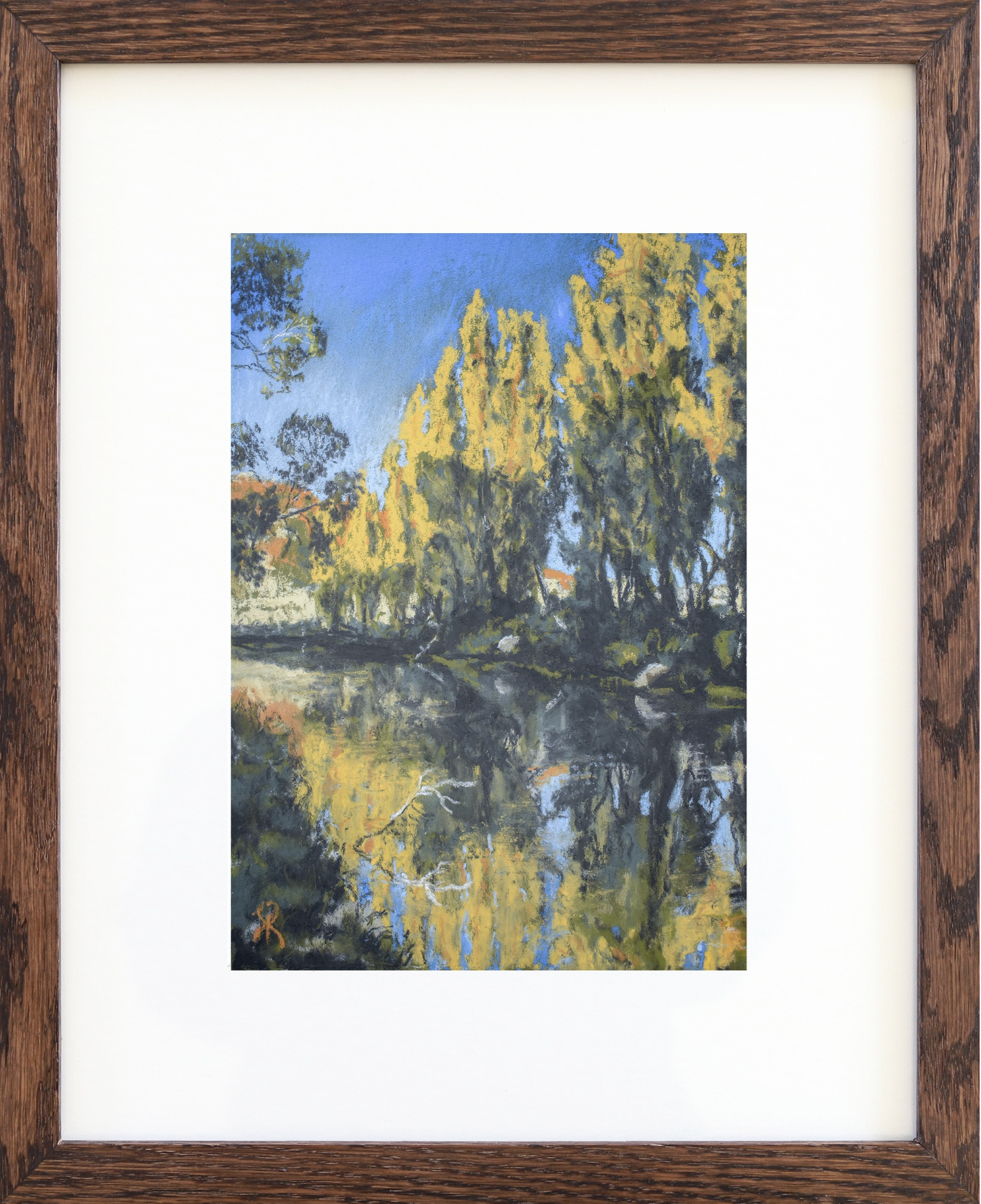 River Bank and Poplars | 2023
Soft Pastel on 340gsm watercolour paper
Image: 24x17cm, Frame: 39x32cm
(sold)