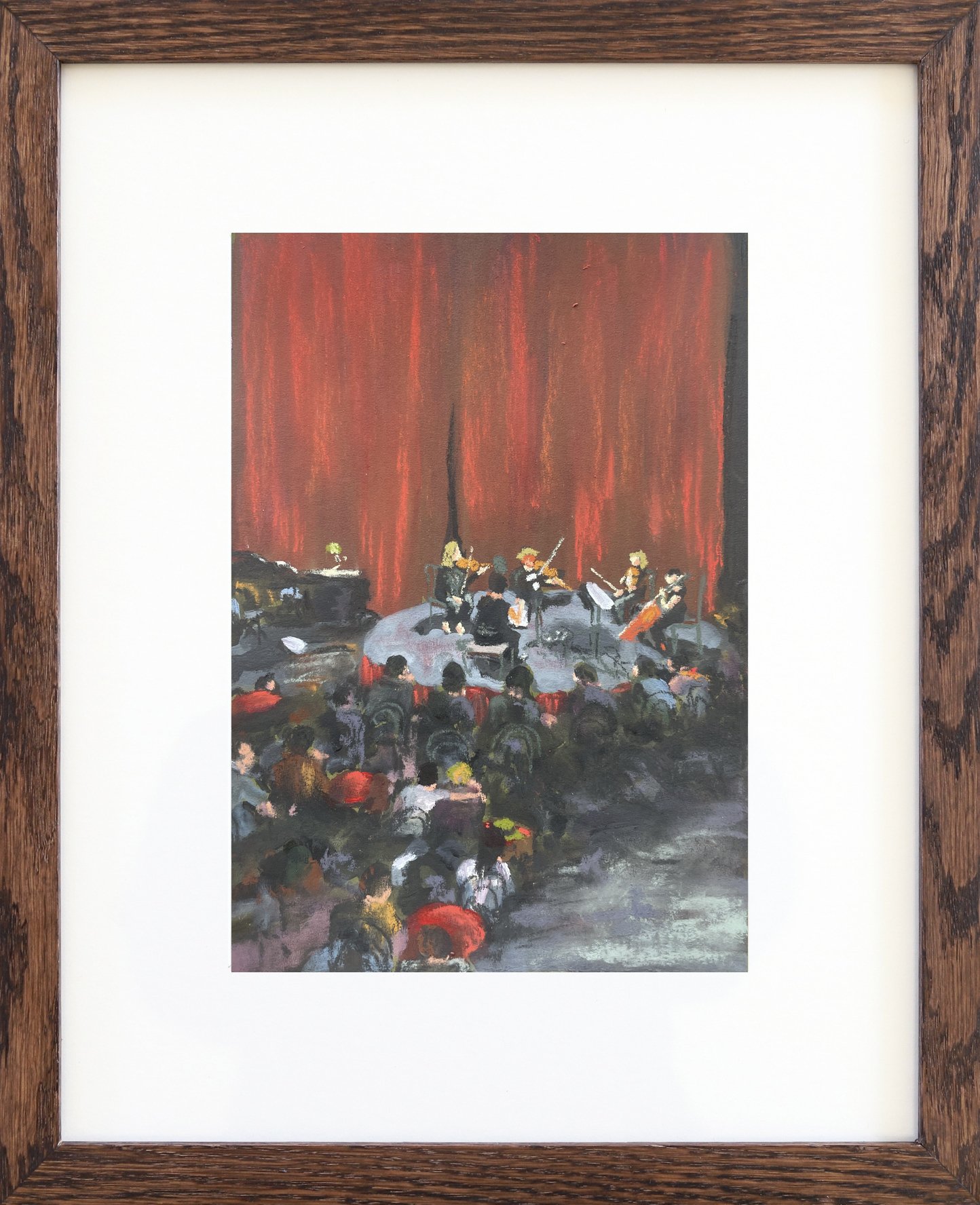 Red Curtain | 2023
Soft Pastel and Acrylic on 340gsm watercolour paper
Image: 24x17cm, Frame: 39x32cm
$320 AUD  (Framed)
Enquire to purchase