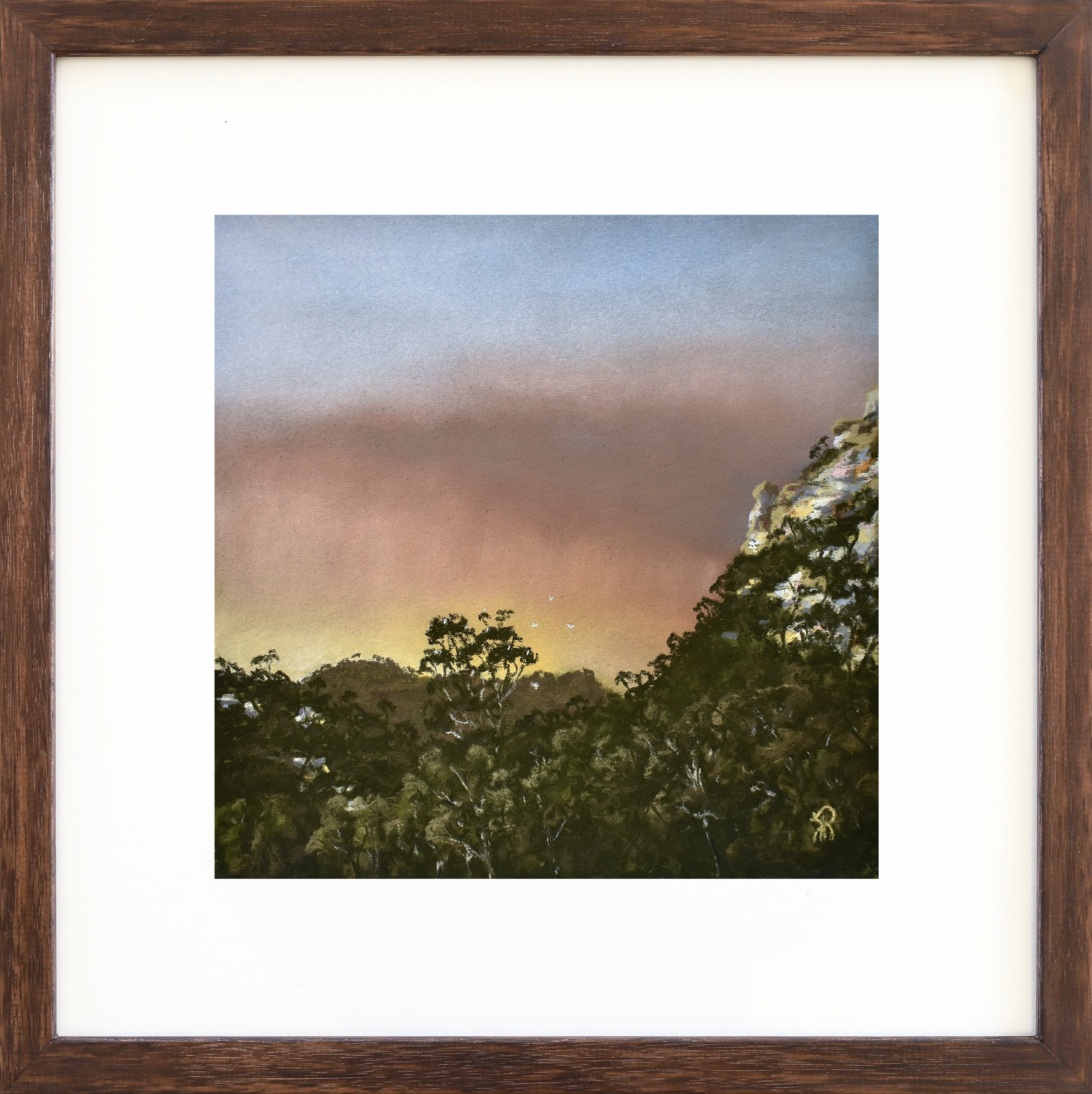 Falling Rain and Smoke Haze, 2024
Soft Pastel on 340gsm watercolour paper
Image: 24x24cm, Frame: 39x39cm
(sold)