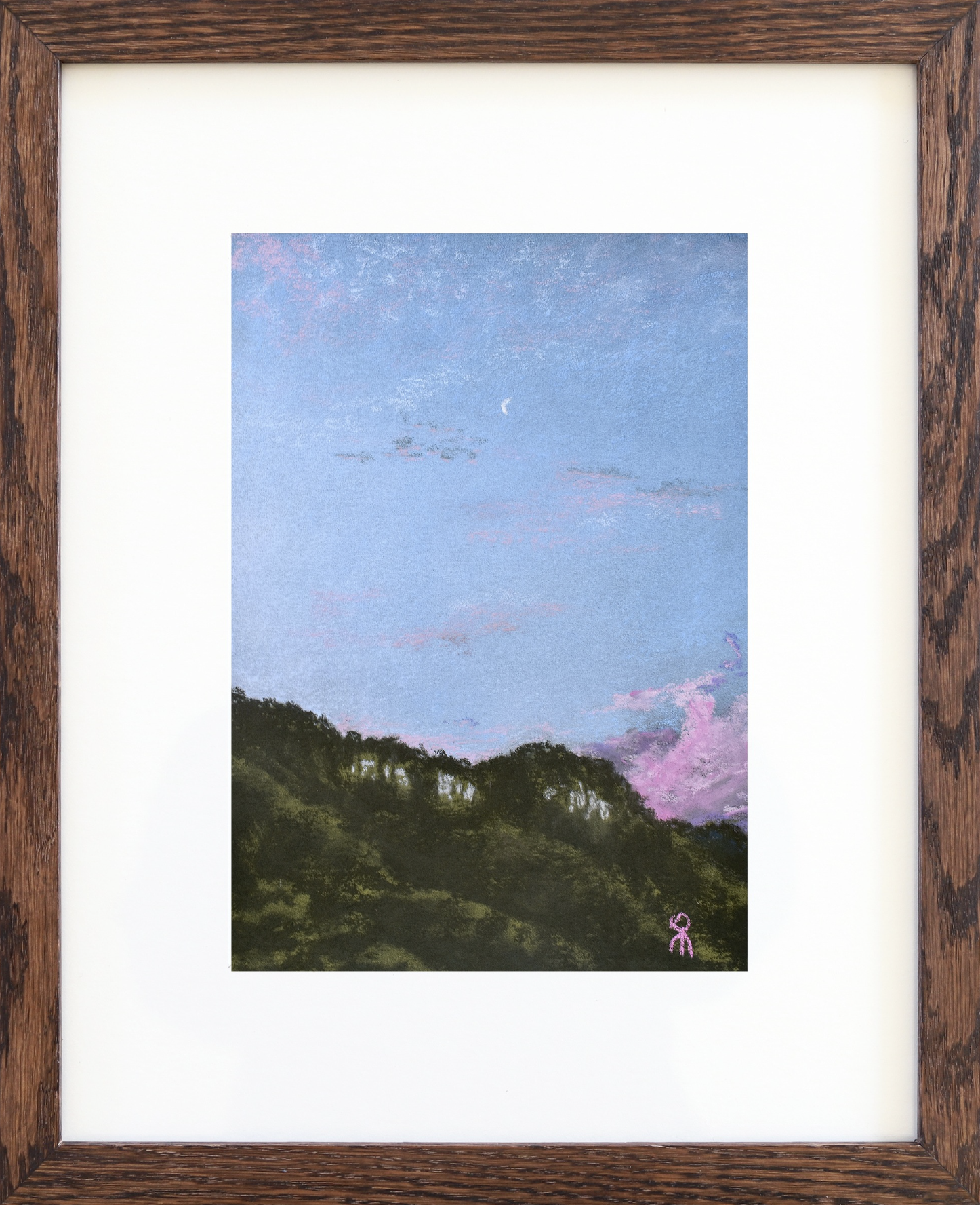 Evening Crescent Moon, 2024
Soft Pastel on 340gsm watercolour paper
Image: 24x17cm, Frame: 39x32cm
(sold)