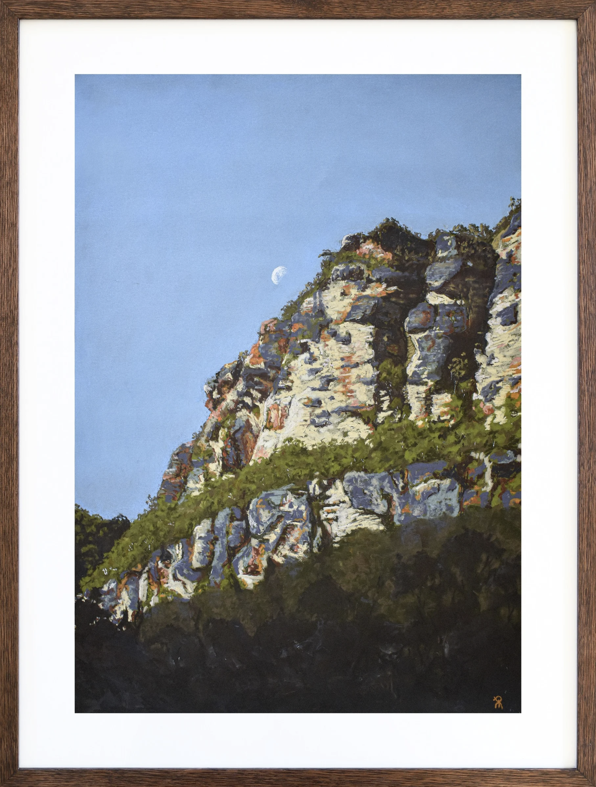 Silent Stone Under a Midday Moon, 2024
Soft Pastel on 340gsm watercolour paper
Image: 67x47cm, Frame: 82x62cm
(sold)