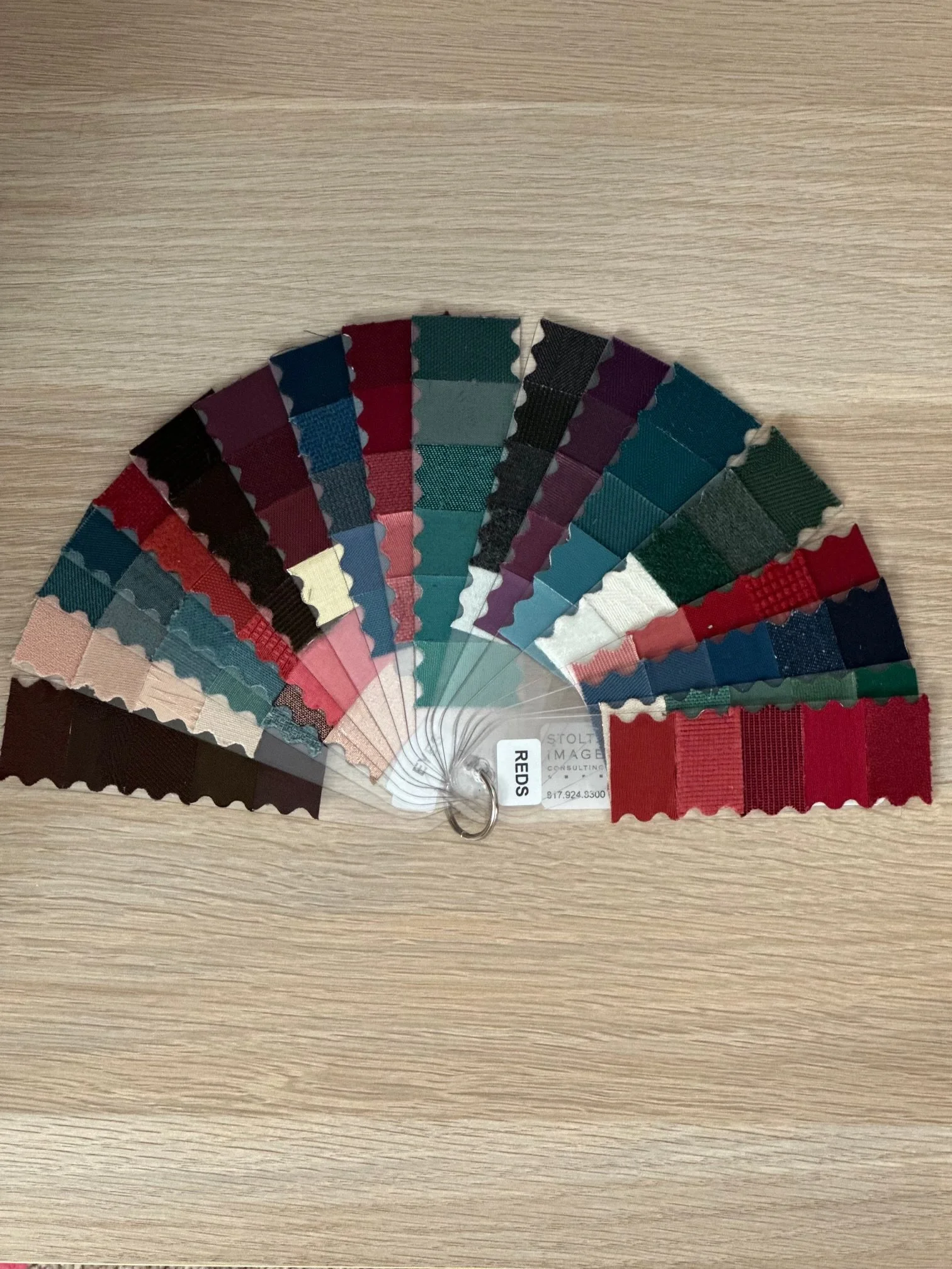 Custom fabric swatch fan created by color analyst Laura Longmire