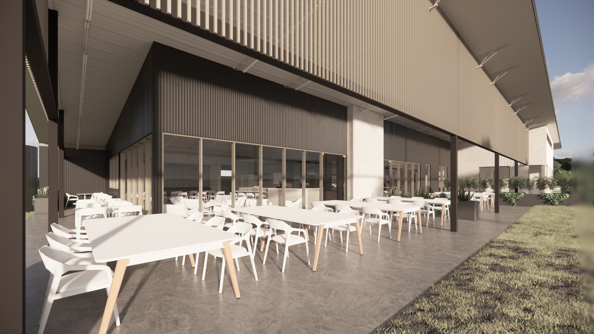 COFFEE HQ - New Construction Restaurant and Bar in Austin, TX for local coffee company. Custom Architecture and Interior Design services. Custom furniture design, lighting design and selection, custom millwork complement all-new kitchens, event space