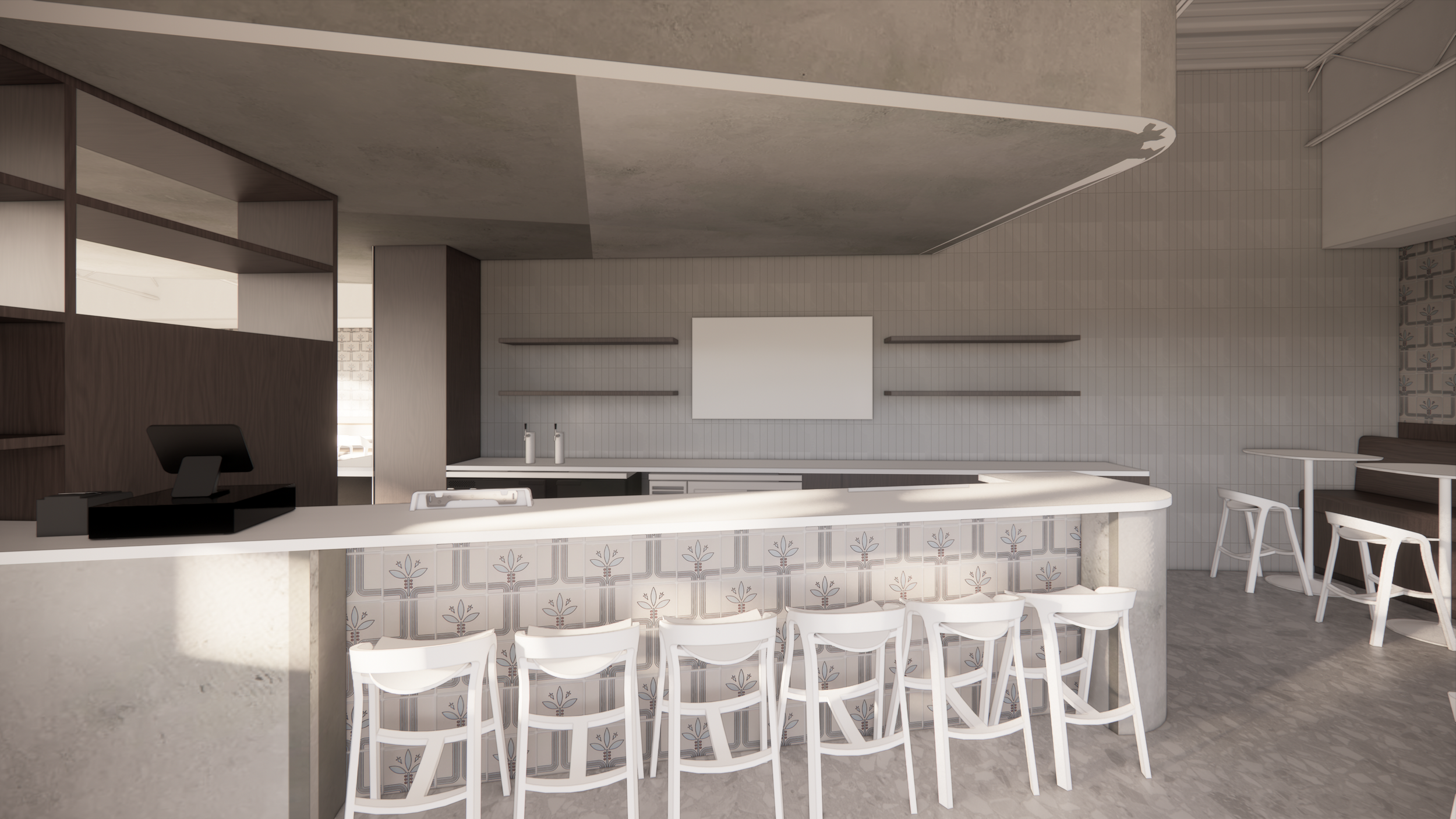 COFFEE HQ - New Construction Restaurant and Bar in Austin, TX for local coffee company. Custom Architecture and Interior Design services. Custom furniture design, lighting design and selection, custom millwork complement all-new kitchens, event space