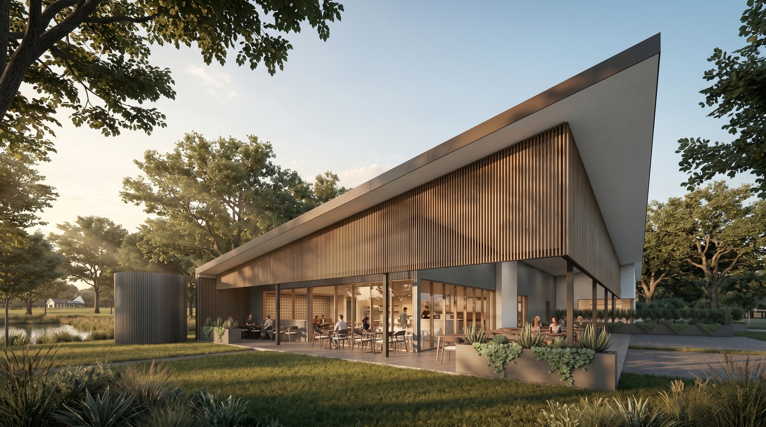 COFFEE HQ - New Construction Restaurant and Bar in Austin, TX for local coffee company. Custom Architecture and Interior Design services. Custom furniture design, lighting design and selection, custom millwork complement all-new kitchens, event space