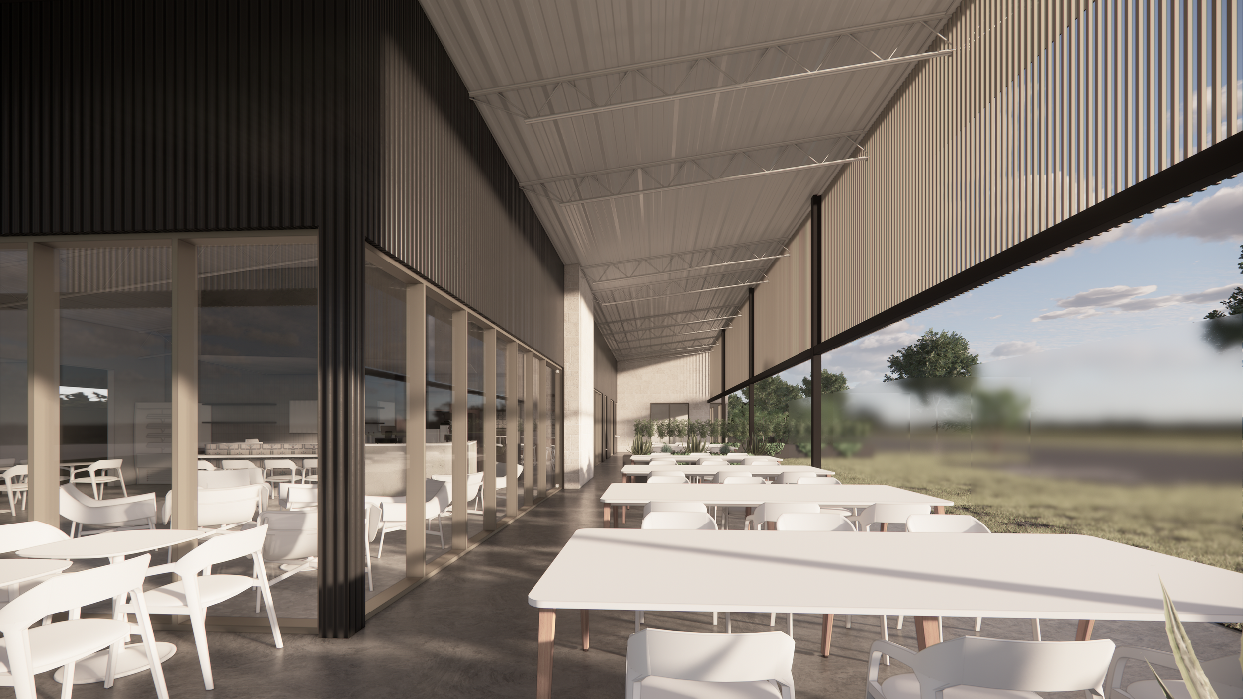 COFFEE HQ - New Construction Restaurant and Bar in Austin, TX for local coffee company. Custom Architecture and Interior Design services. Custom furniture design, lighting design and selection, custom millwork complement all-new kitchens, event space