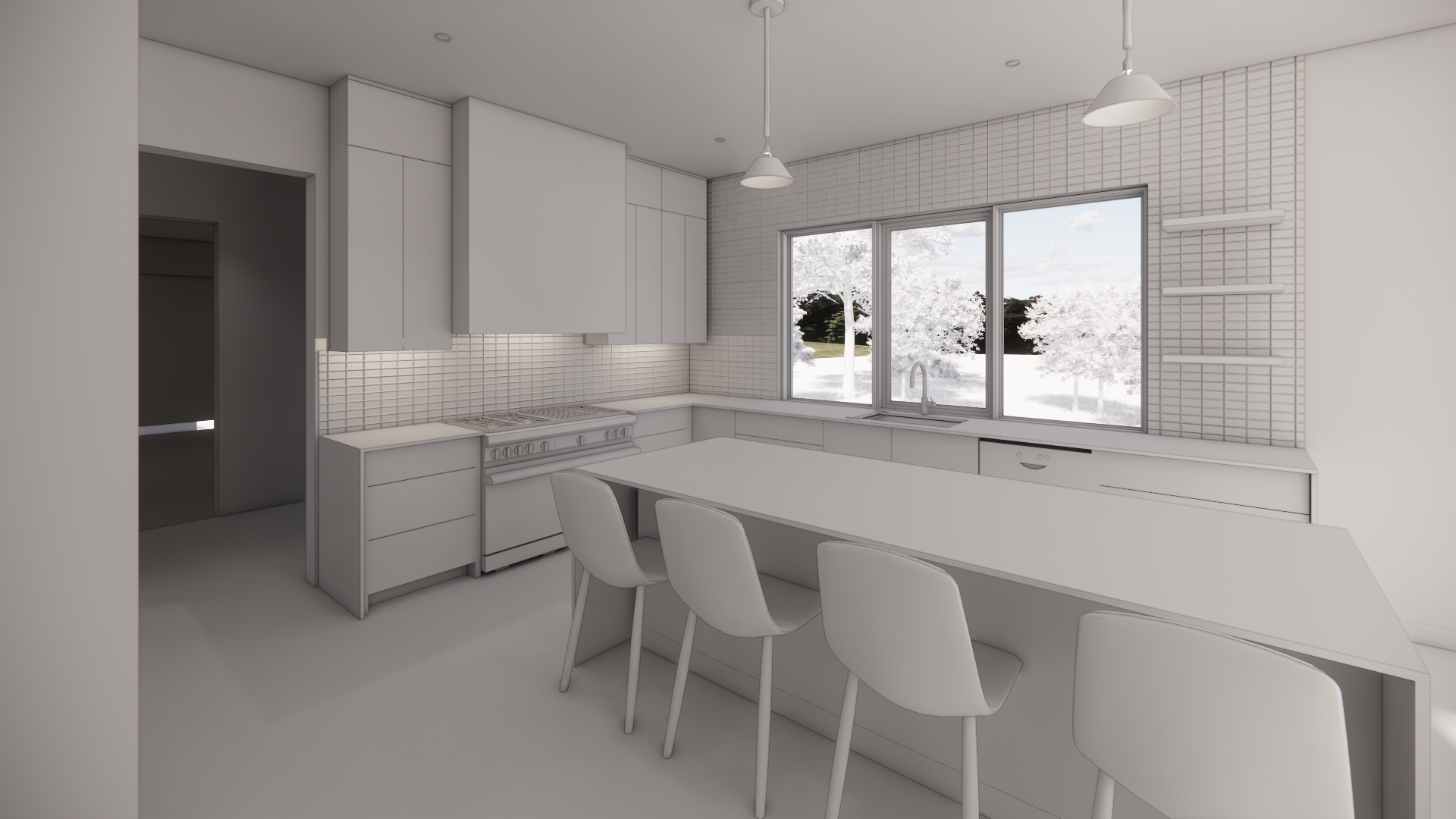 New Construction Mid-Century Modern Home in Austin, TX. Custom Architecture and Interior Design services. Sustainable design with mature trees, creek, and yards. Bright, open, airy spaces connect indoor and outdoor living spaces. Custom residential, 