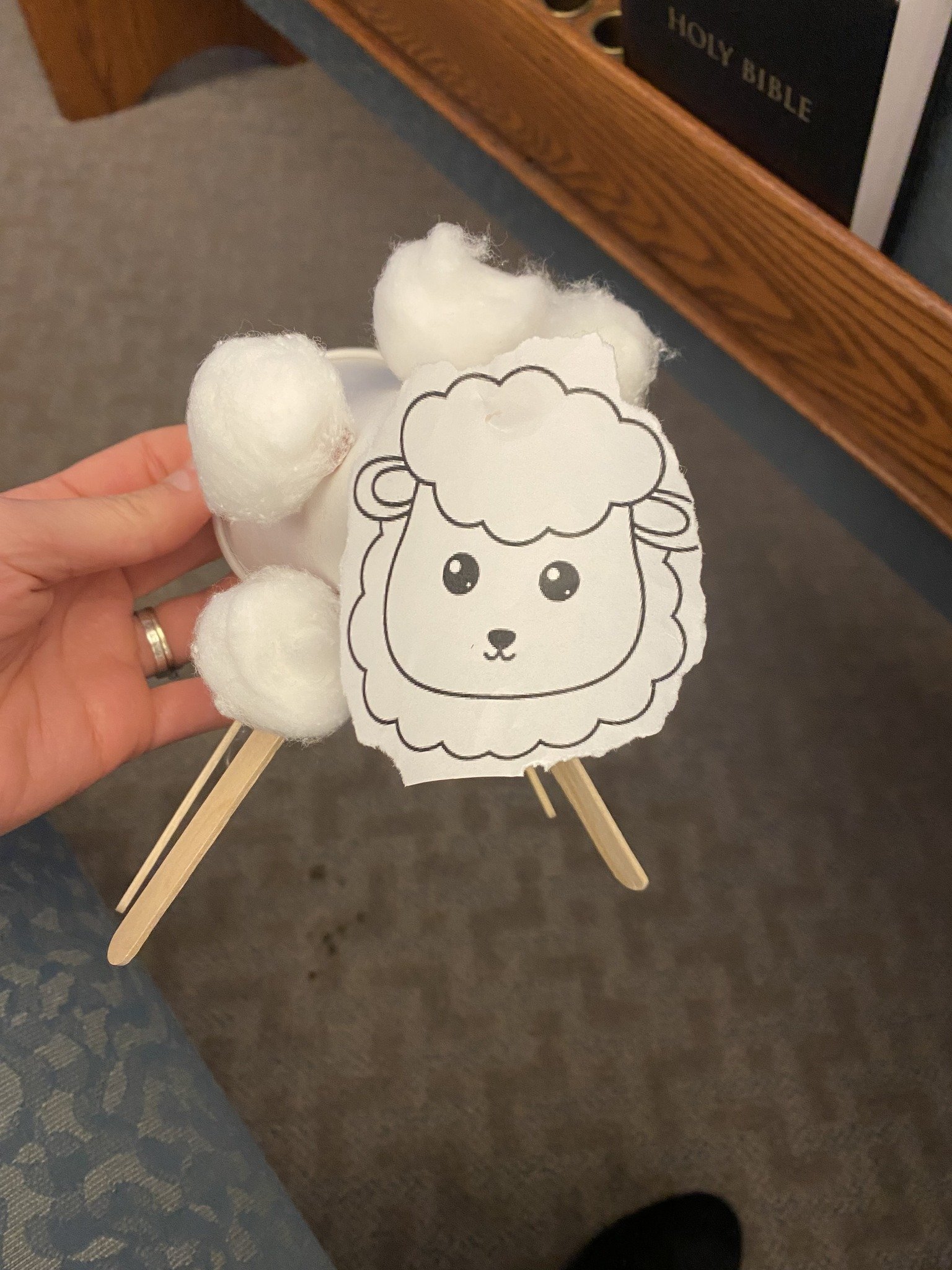 We had some GREAT submissions from the adults for our Sheep Craft from the previous Sunday, so thanks to all who participated!  Based solely on crafts expert votes from the children in attendance last night, below are the winners in the 2 categories.