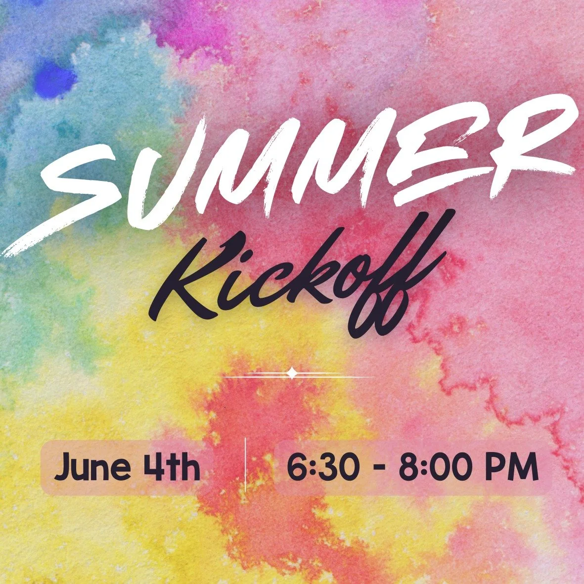 Join us next Wednesday night as we celebrate the start of summer with an epic paint war!
The paint will be washable, but please wear clothes you don't mind getting messy as well as a towel/change of clothes for after.
Pro Tip: Wear a white T-shirt