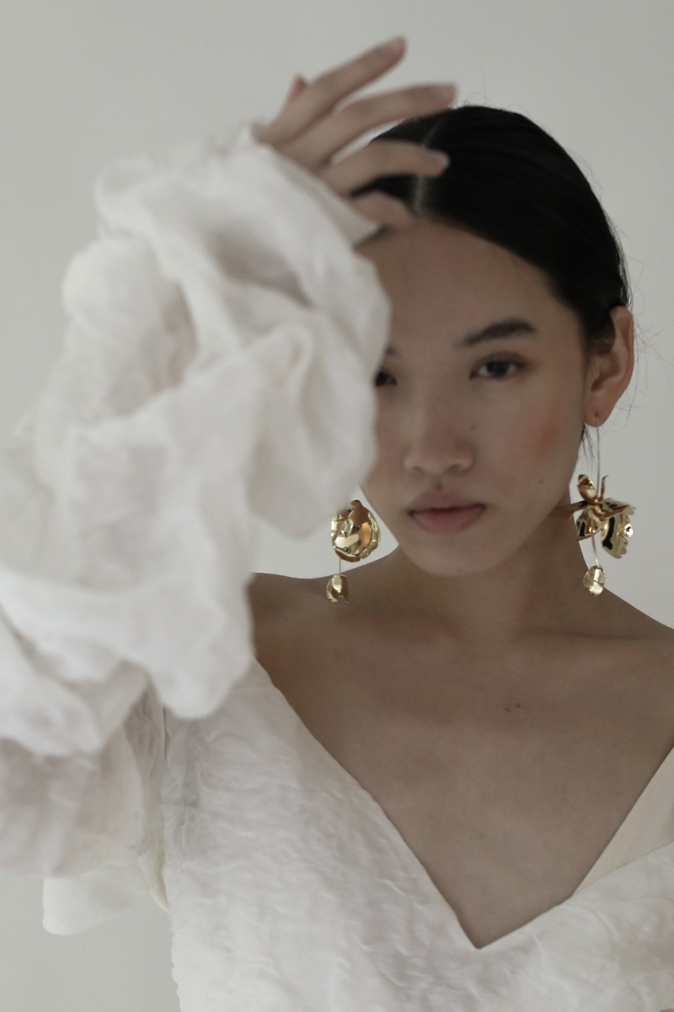 Magnolia Stem Drop Earring by A.B. ELLIE Bridal Accessories — A.B. 