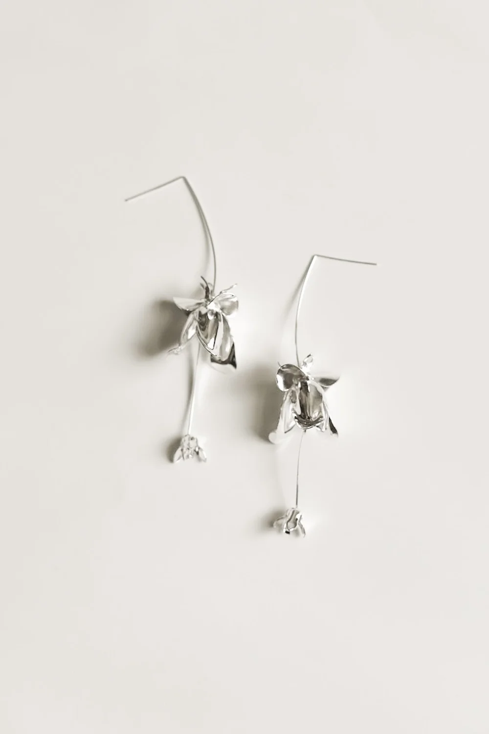 Mini Magnolia Stem Drops - Silver — A.B. ELLIE