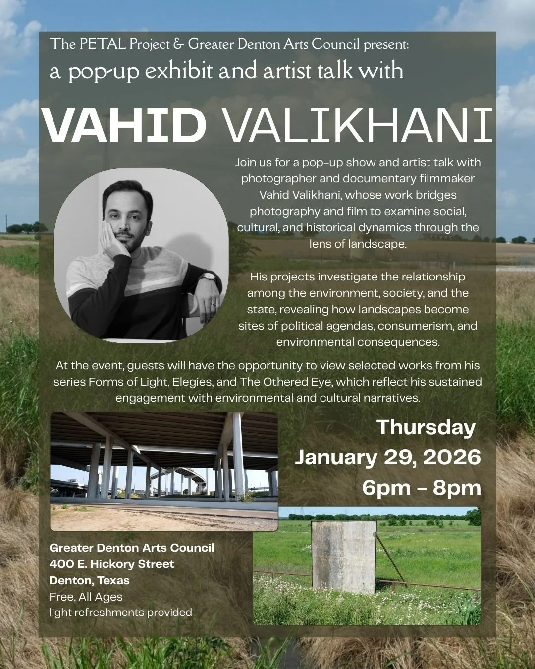 The PETAL Project Pop-up Exhibit and Artist Talk with Vahid Valikhani