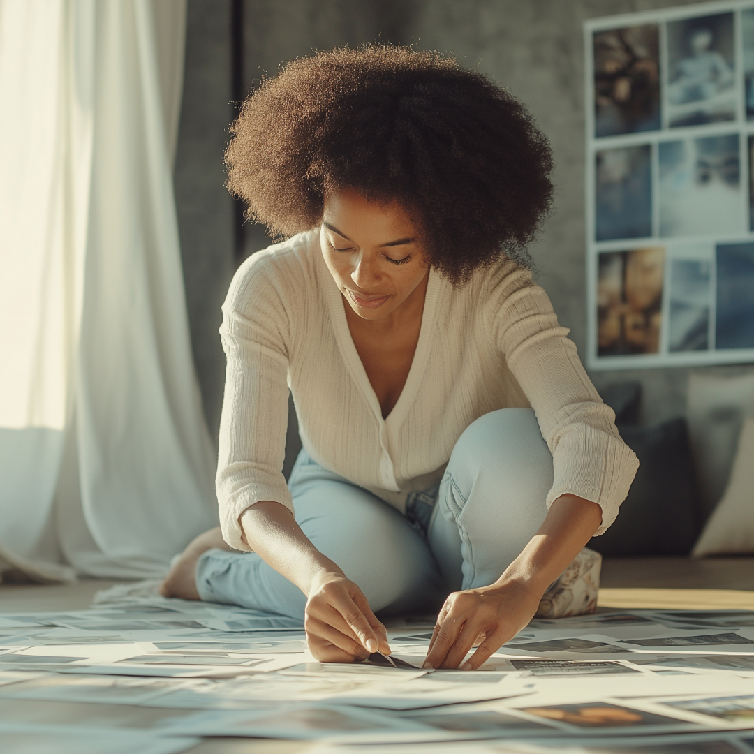 Woman Creating a Vision Board.png