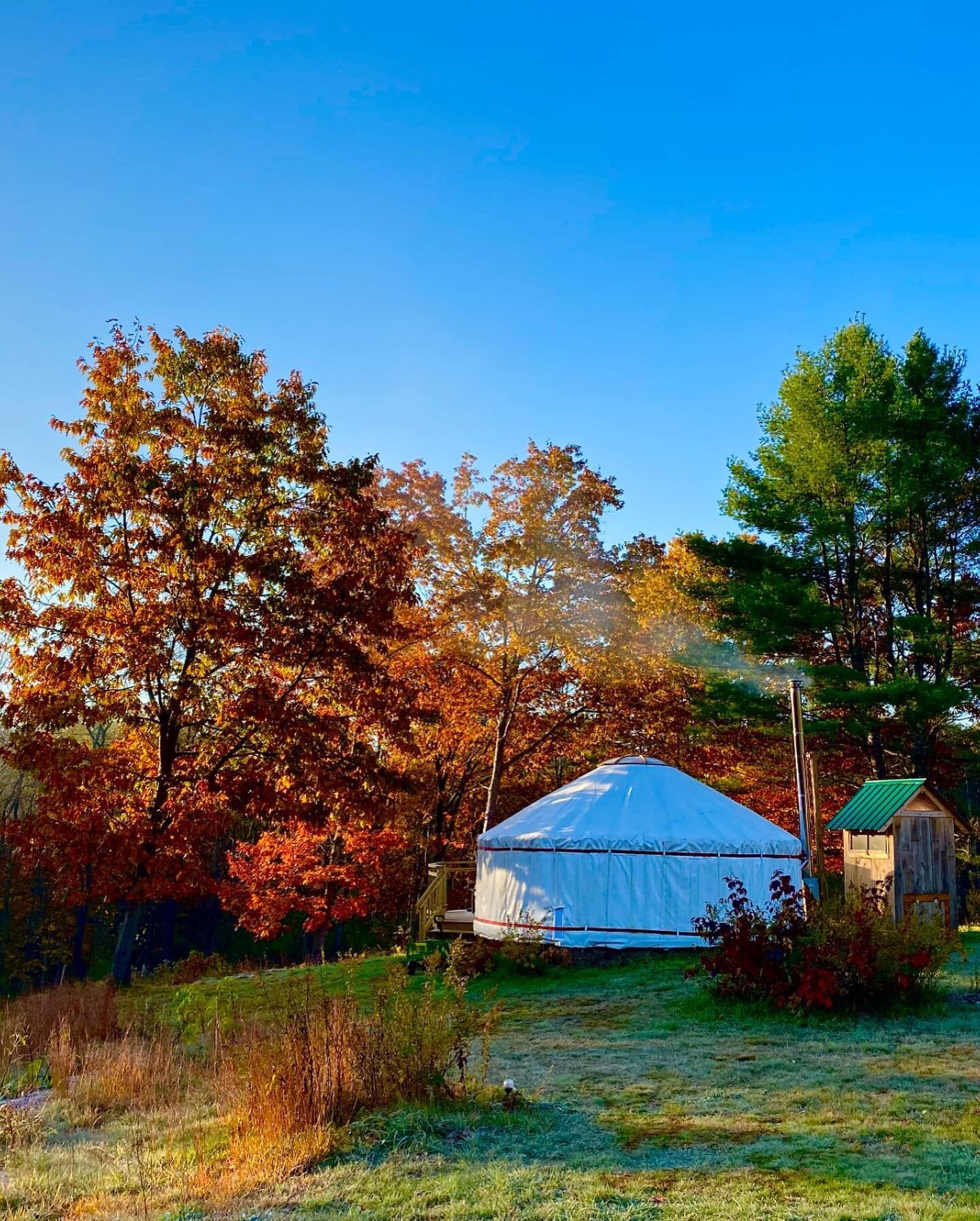 Inside/outside during the most glorious days of the year 🍂 October 22 and 23 are open in the yurt,  and the last three days of the month are open in both the yurt and the cottage - pack your woolens, some red wine and your hiking boots and come join