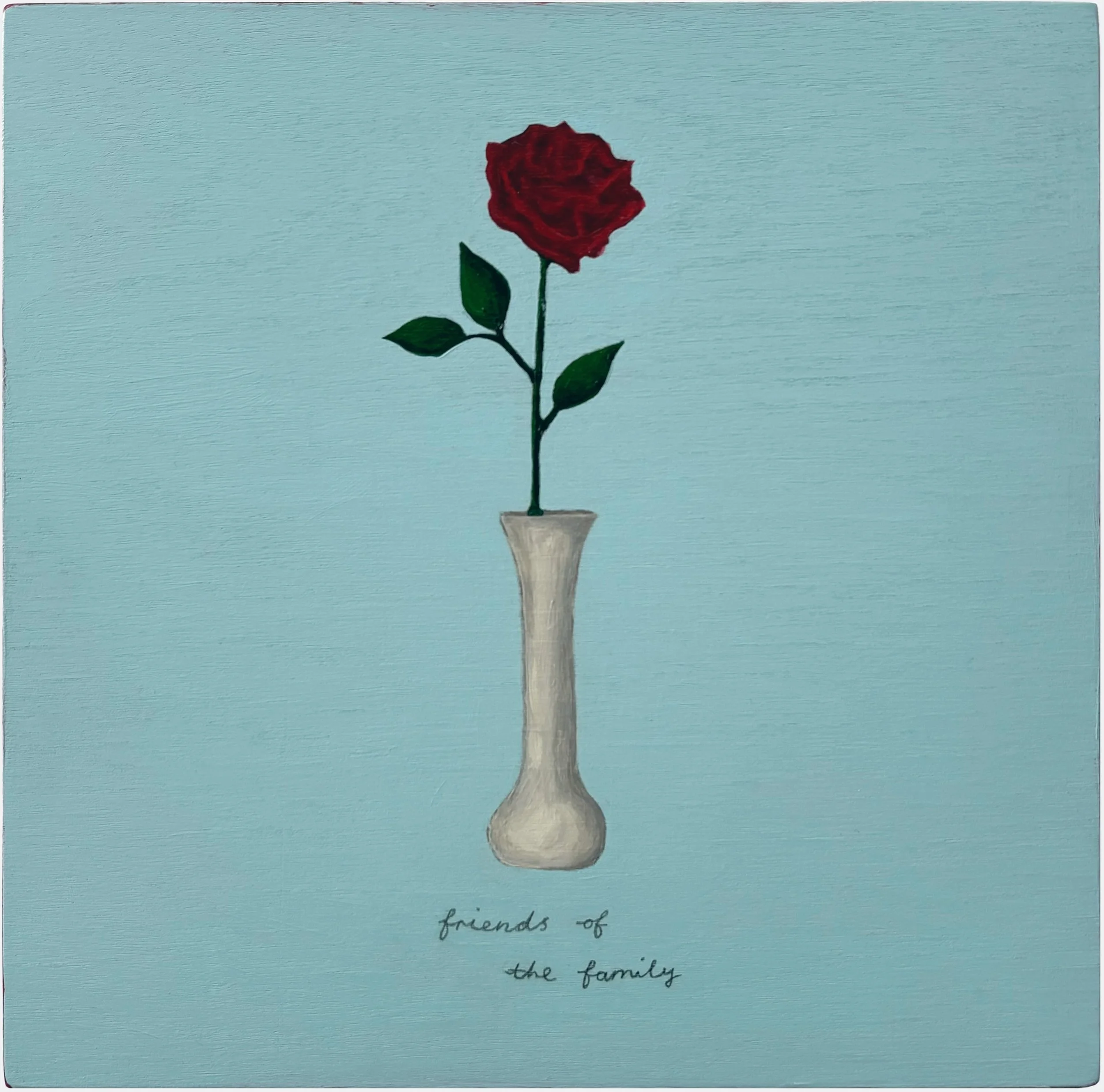 Camila Galaz: Friends of the Family (IBM, 1983), 2025. Acrylic and graphite on wood panel. 8 x 8 inches.