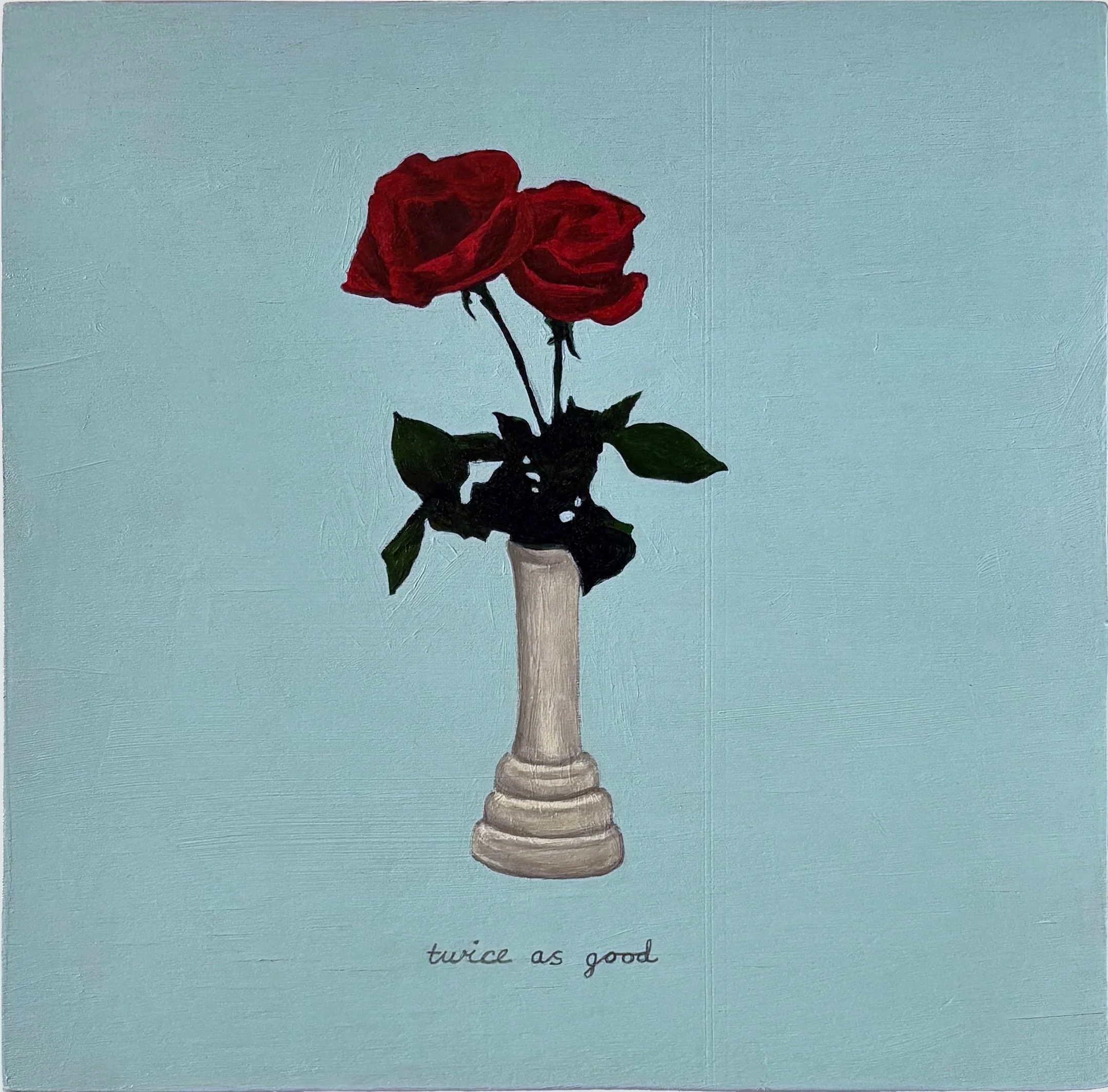 Camila Galaz: Twice As Good / Who said you can’t do two things at once (DoubleDos, 1984), 2025.  Acrylic and graphite on wood panel. 8 x 8 inches.