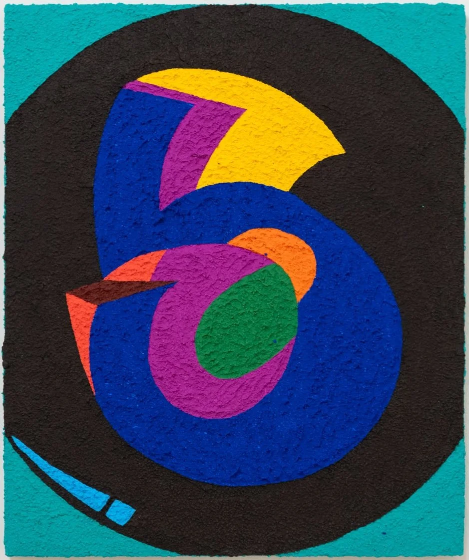 Carlos Rosales-Silva: Billar, 2026. Glass bead and crushed stone in acrylic on panel, 24 x 20 inches.