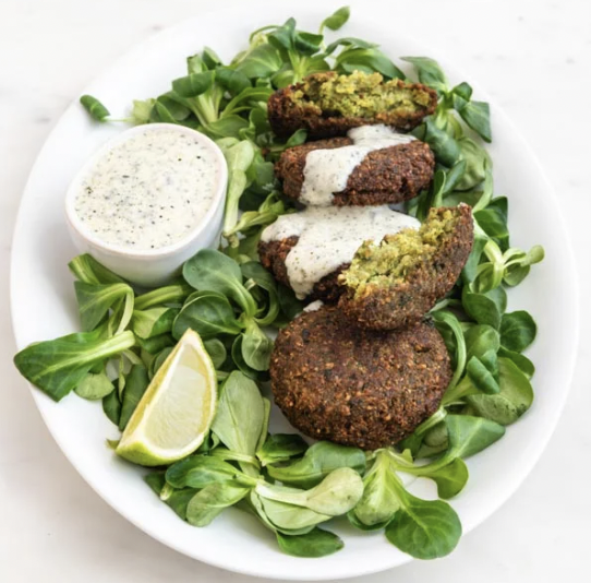 Falafel with Garlic Tahini Sauce (V)