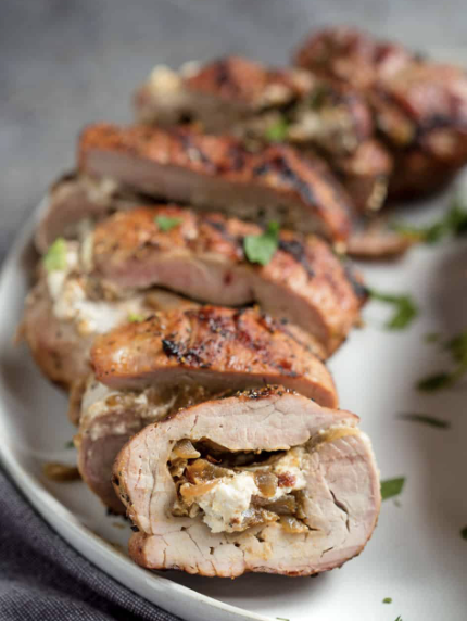 Stuffed Pork Loin with Garlic Parmesan Cauliflower