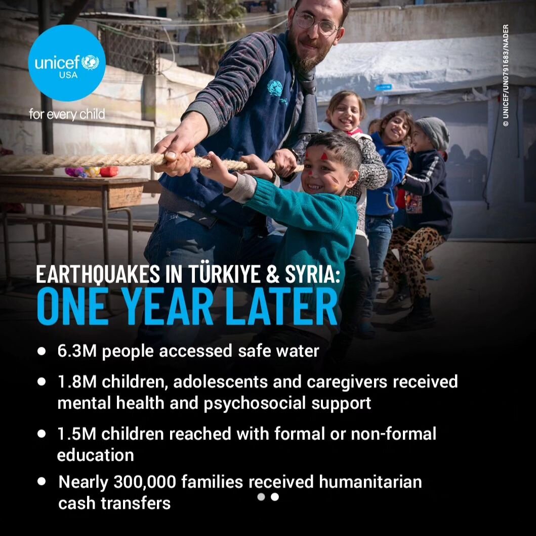 1 year ago...

Back-to-back earthquakes and thousands of aftershocks rocked Syria and T&uuml;rkiye on Feb. 6, 2023. UNICEF continues to respond to the needs of children.&nbsp;
(Reshape the Quake continues to donate through UNICEF)

In the early hours