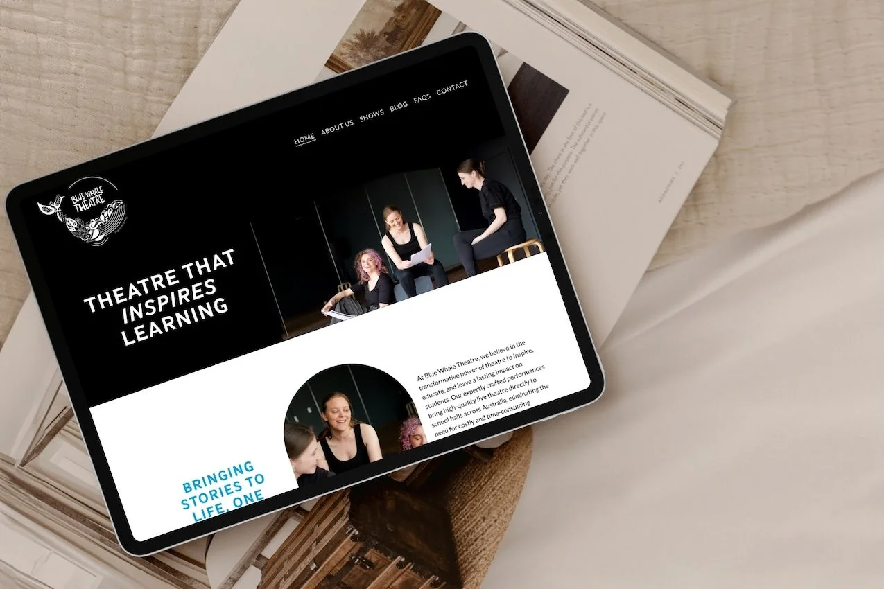 Website design for theatre company blue whale theatre by elle harrison design 