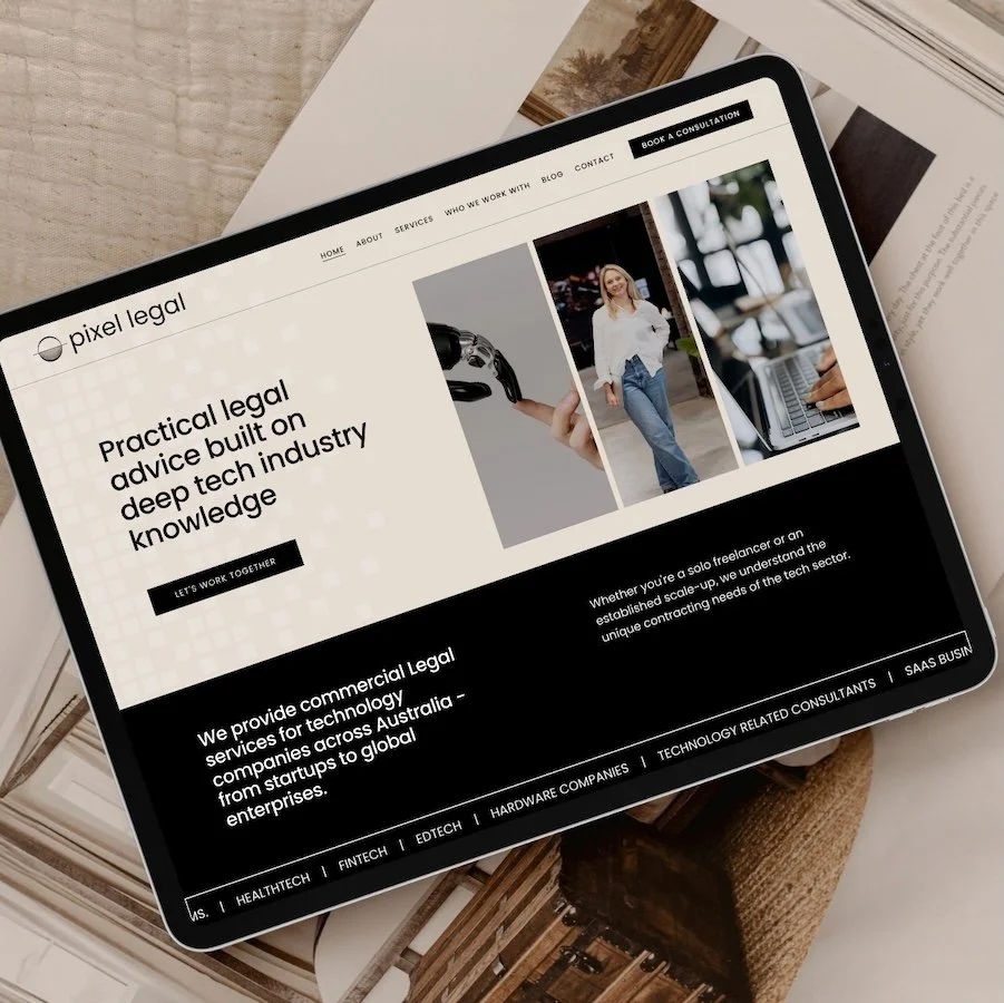 Squarespace website design for law firm Pixel Legal by Elle Harrison Design Gold Coast