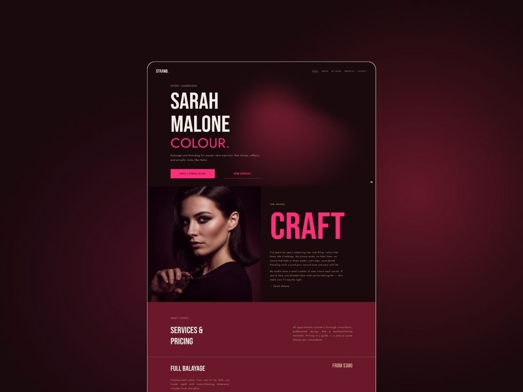 Squarespace template for hairdresser