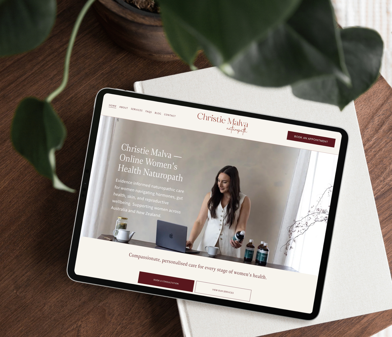 Squarespace website design for naturopath Christie Malva by Elle Harrison Design