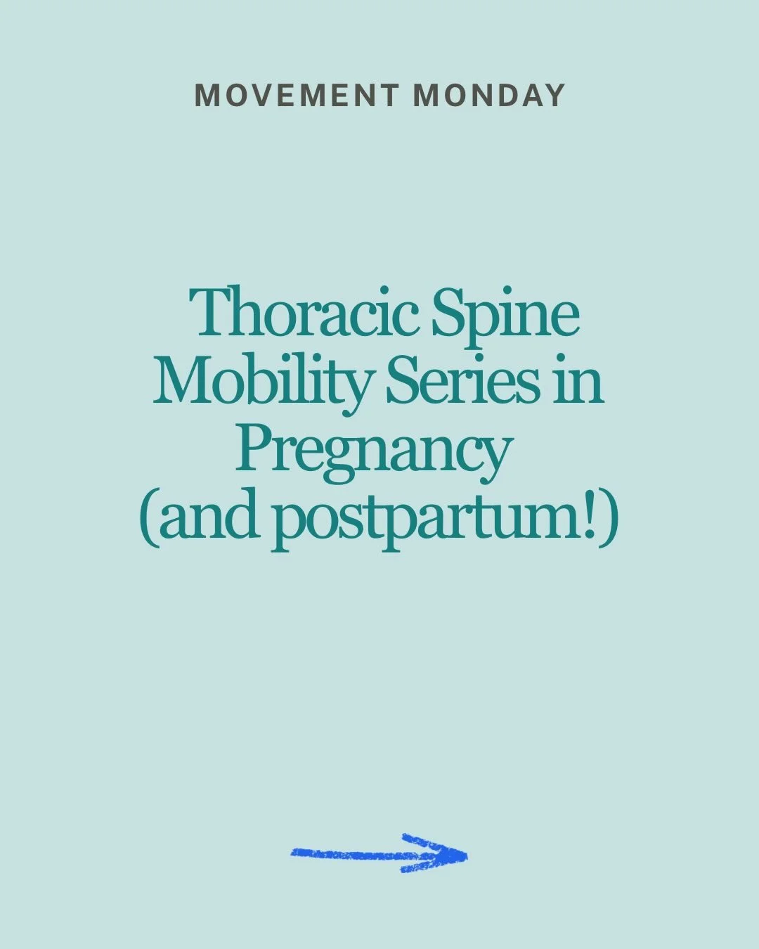 Movement Monday: Thoracic Spine Mobility Series begins!

Thoracic mobility is one of the most overlooked pieces of a healthy body during pregnancy, postpartum, and beyond

Better mid-back movement supports:
✨ shoulder + neck comfort
✨ core coordinati