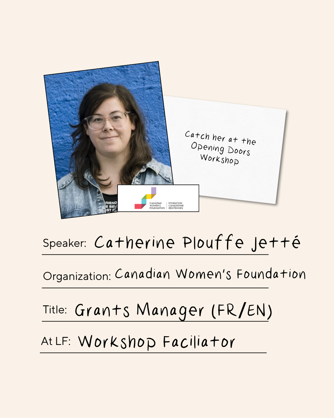 Catherine Plouffe Jetté, Canadian Women's Foundation, Bilingual Grants Manager