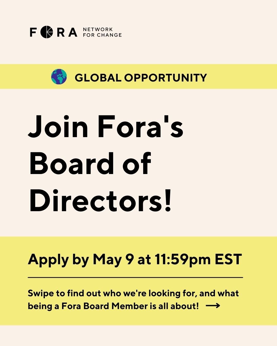Take your leadership to the next level by applying to join our Board today! 

Fora's Board of Directors play an essential role in our organization. This group of exceptional and passionate individuals help guide our work towards building a more gende