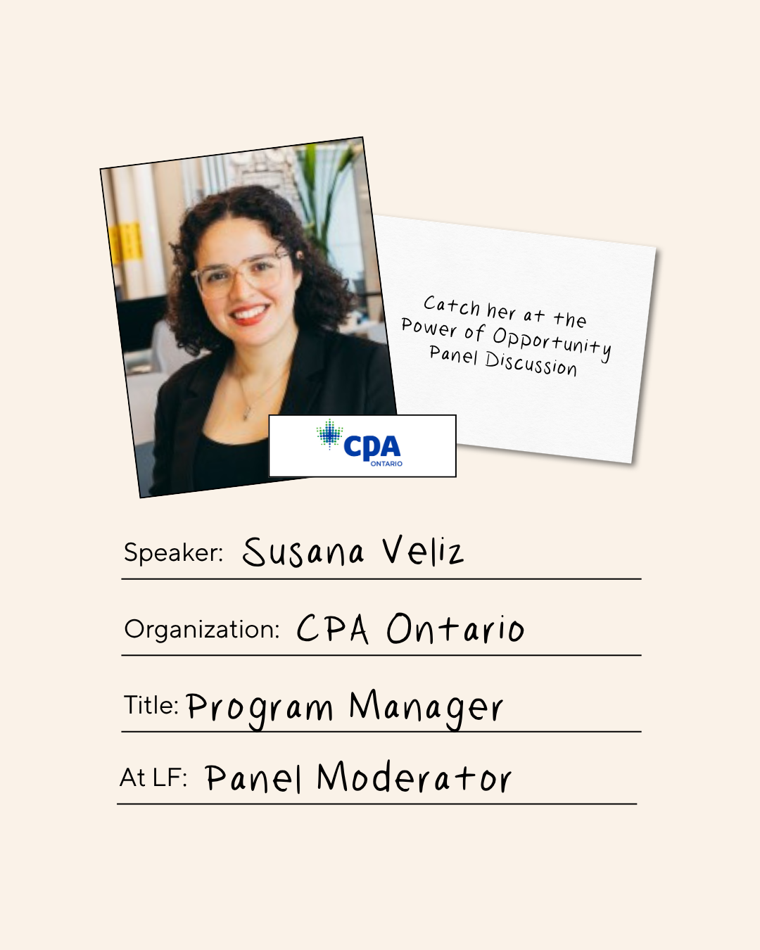 Susana Veliz, CPA Ontario, Program Management & Community Engagement Professional